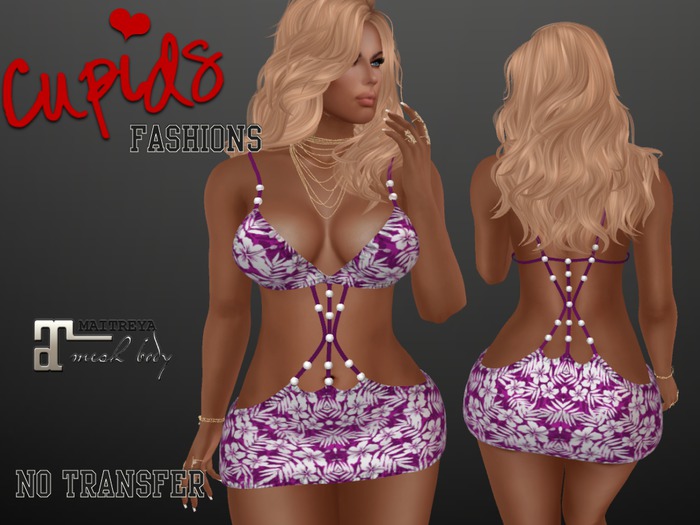 *CF* BEADED ROPE MINI MAITREYA Plum Hibiscus