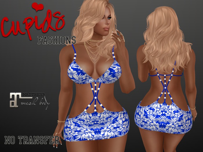 *CF* BEADED ROPE MINI MAITREYA Blue Hibiscus