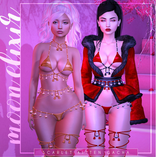 Moon Elixir-Scarlet Kitten-SET ONYX+2RARE+NECKLACE