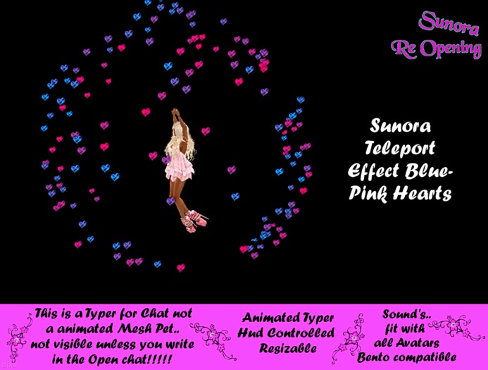 Sunora Teleport Effect Blue-Pink Hearts
