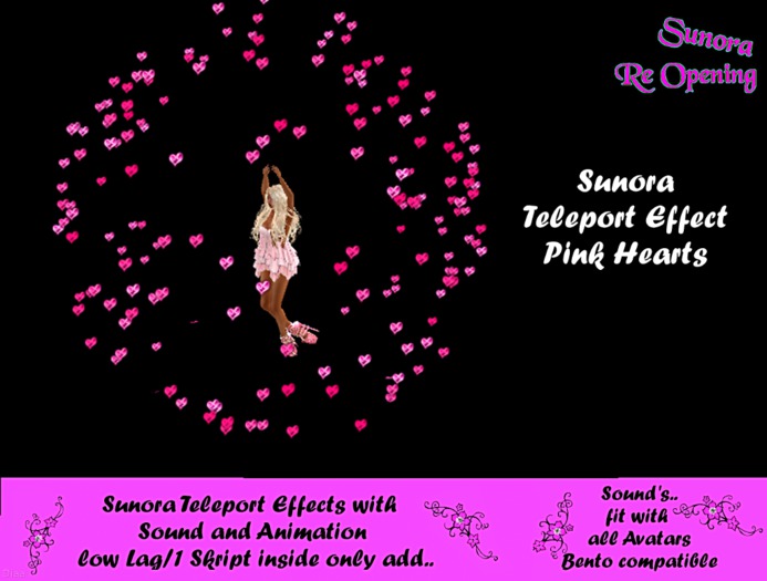 Sunora Teleport Effect Pink Hearts