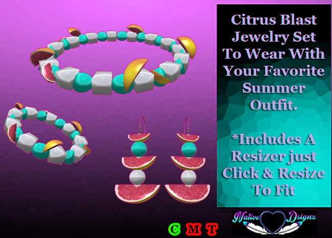 ~NHD~ Citrus Blast Jewelry Set *Pnk Grapefruit* (Add To Unpack)