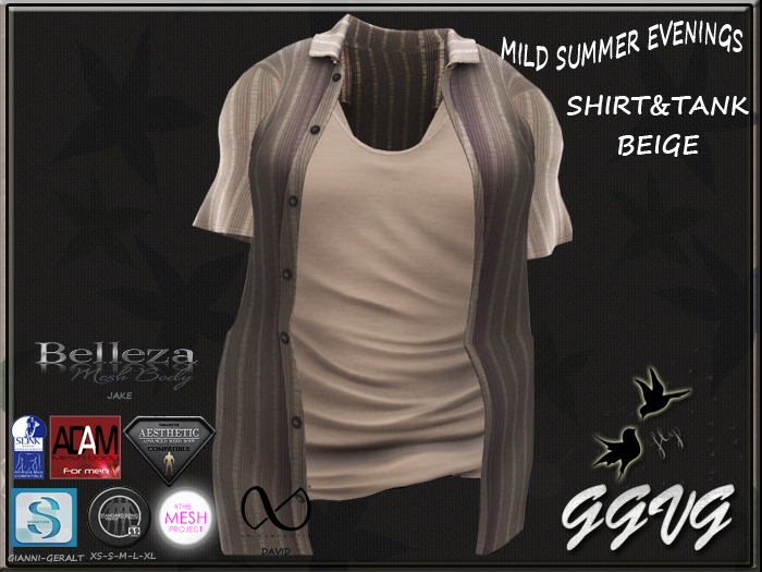 SHIRT&TANK MILD SUMMER EVENINGS BEJ STRIKE