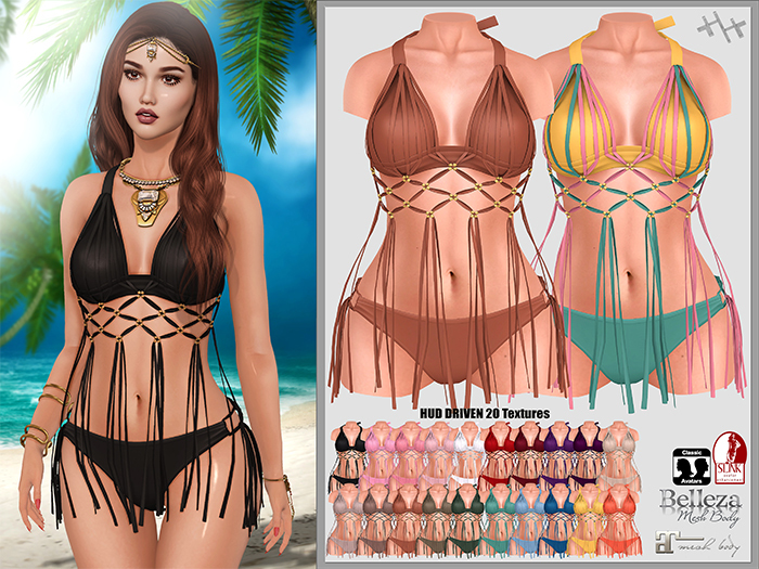 [hh] Mendoza Macrame Fringed Bikini