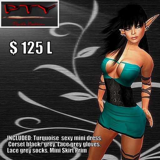 **PTY** MINI DRESS TURQUOISE & CORSET GREY