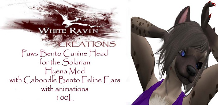 White Ravin Creations - Hyena Paws Bento Canine Head App(add)