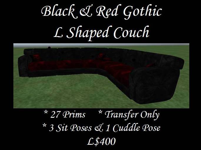 Black & Red Gothic L Shaped Couch Box