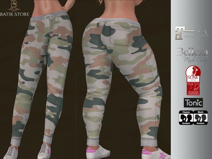 :.: \ * / Batik \ * /:.:Green Camo Print Joggers