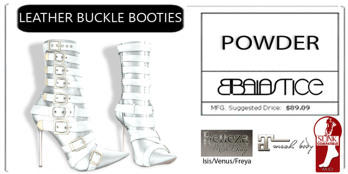 Baiastice_Leather Buckle Booties.Powder