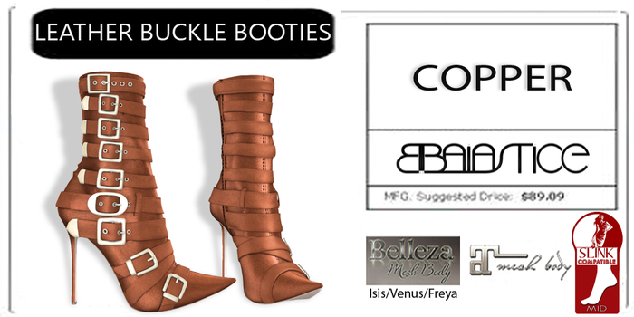 Baiastice_Leather Buckle Booties.Copper