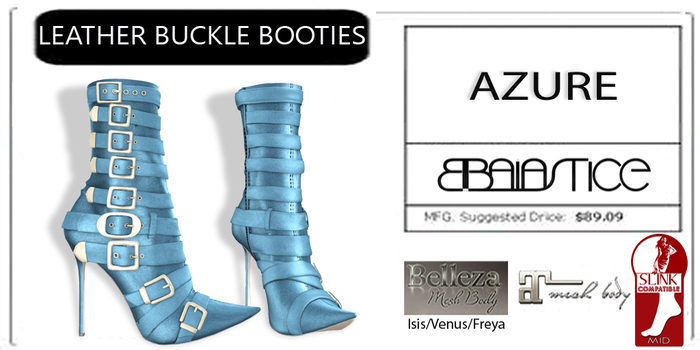 Baiastice_Leather Buckle Booties.Azure