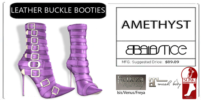 Baiastice_Leather Buckle Booties.Amethyst