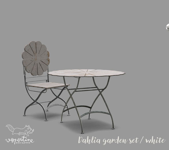 {vespertine}- dahlia garden set /white paint OUTLET