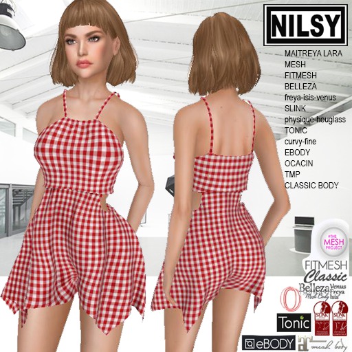 NILSY RED GINGHAM SHORTS DRESS,ALL BODIES