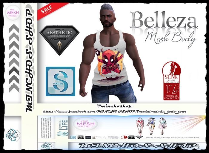 SHIRT-MEN TOP-DEADDPOOL-SIGNATURE**SLINK**BELLEZA**TMP**AESTHETIC