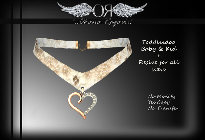 *.:OR:.* Heart Necklace-Flower Beige