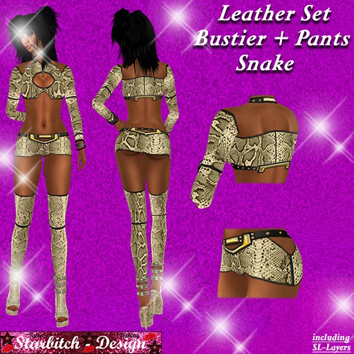 Leather Set Bustier+Pants Snake