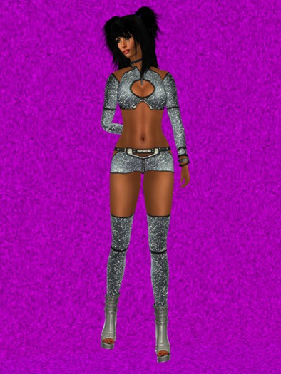 Leather Set Bustier+Pants Glitter Silver (including Omega-Applier)