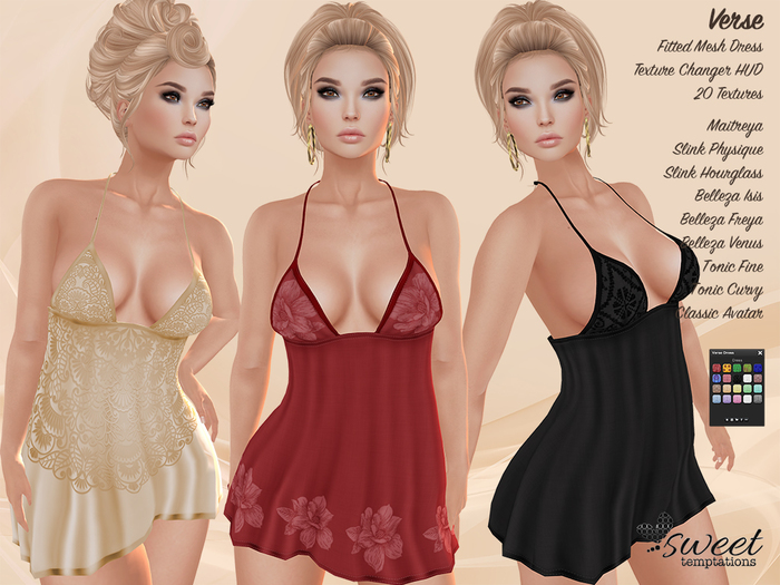 Sweet Temptations :: Verse Dress - Maitreya, Slink (P, H), Venus, Isis & Freya, Tonic. 20 Tex