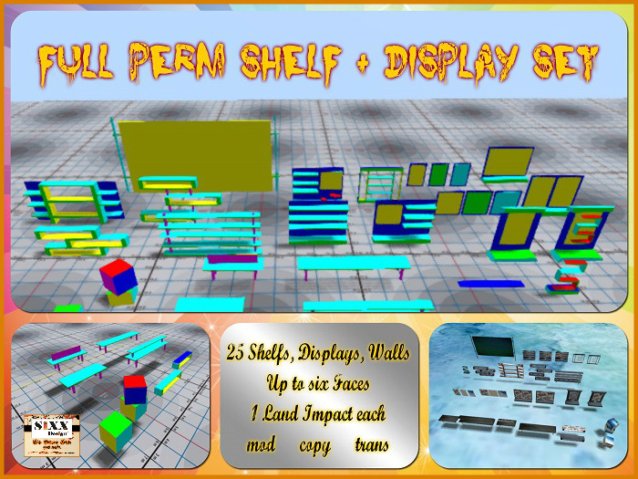 25 Full Perm Shelf and Display Set - each 1 Li - high LOD setting -  m/c/t