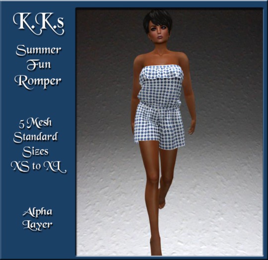 KKs Summer Fun Romper Blue Check