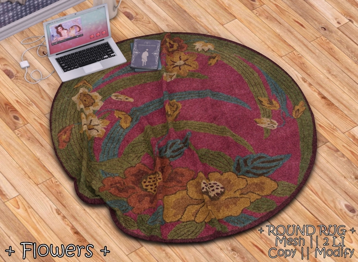 WIB - Round Mesh Rug - Flowers