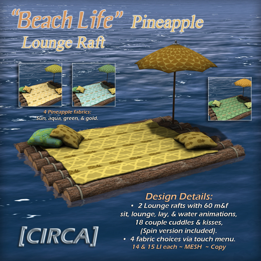 [CIRCA] Pkg - "Beach Life" - Lounge Raft Set - Pineapple