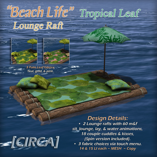 [CIRCA] Pkg - "Beach Life" - Lounge Raft Set - Tropical Leaf