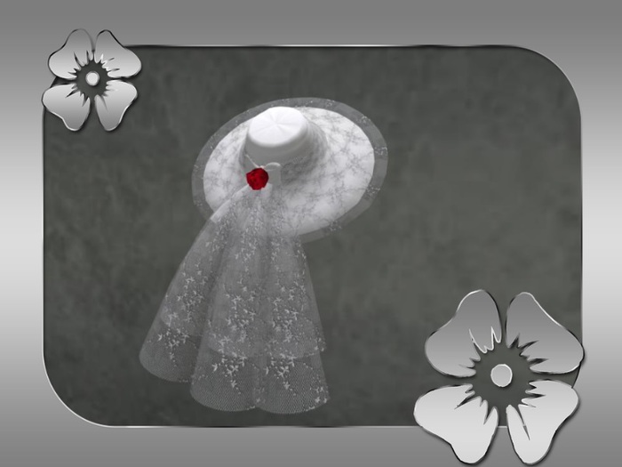 Box bridal hat roses red and veil
