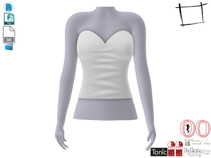 Dae Obj FBX Fashion Essentials Sweetheart Neck Strapless Top To Maitreya, Slink, Belleza