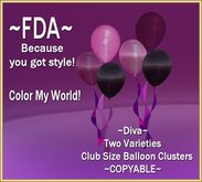 ~FDA~Two Varieties Diva Club Size Balloon Clusters SAVE!