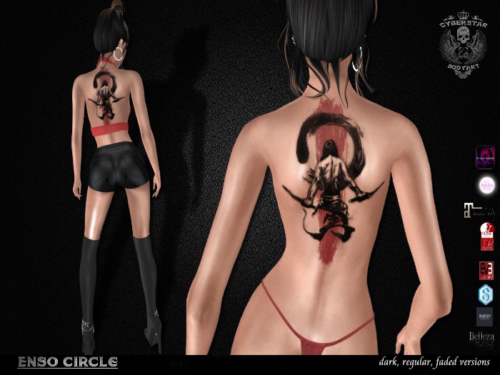 Enso Circle  Back Tattoos - Tattoo  Appliers HUDs  - wearME