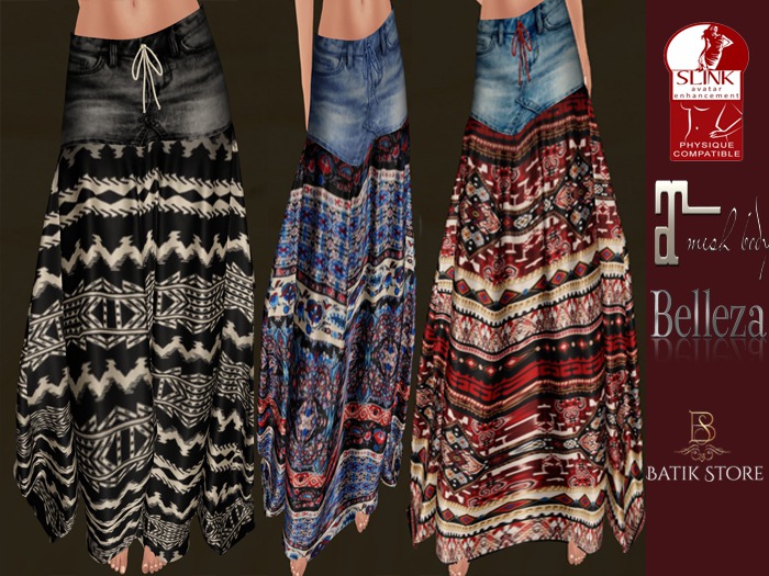 :.: \ * / Batik \ * /:.:Bohemian Fitted Skirt
