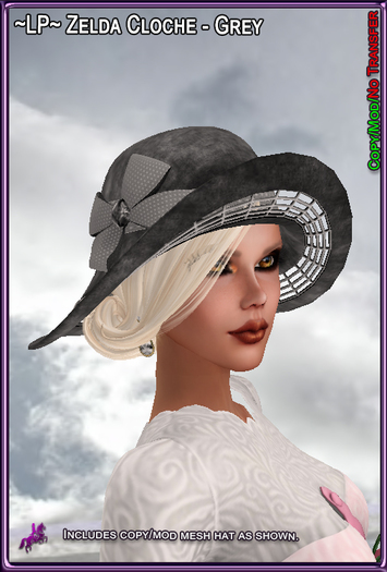 ~LP~ Zelda Cloche (BOXED) Grey