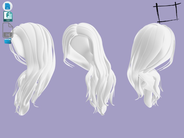 WC632 Long Thick Hair Brushed To Left DevKit