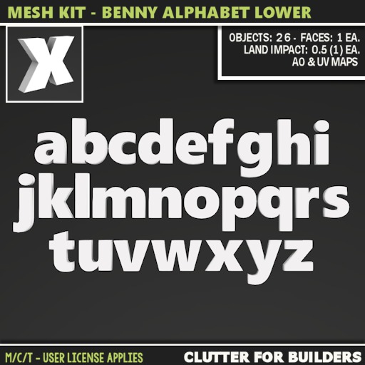 Clutter - Mesh Kit - Benny Alphabet Lower