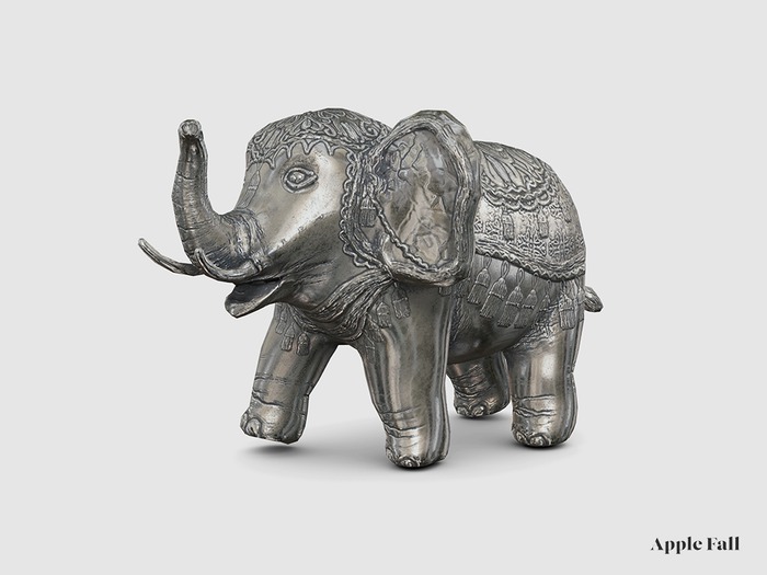 Apple Fall Ornamental Elephant - Silver