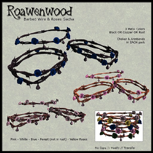 {RW} Barb Wire & Roses Set - Black Cream