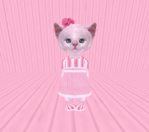 Dinkies Pink Stripe Outfit (Dress/Shoes/HeadPiece)