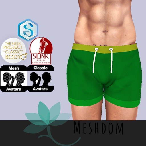 Second Life Marketplace Forest Green Board Shorts {Slink/TMP/Signature}