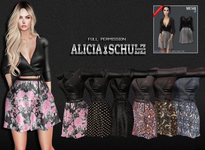 [Alicia Schulz] Texture for MESHit - Skirt Set 2 (Dark)