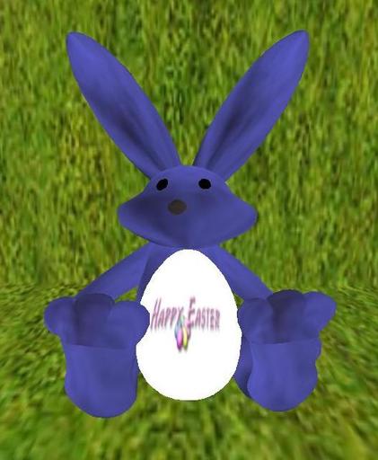 blue bunny with easter egg