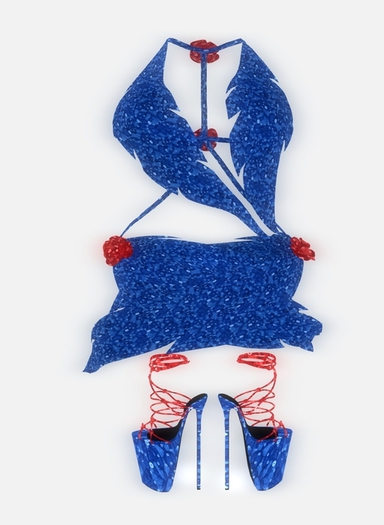 OUTFIT - ROSE DRESS BLUE WITH HEELS - MAITREYA