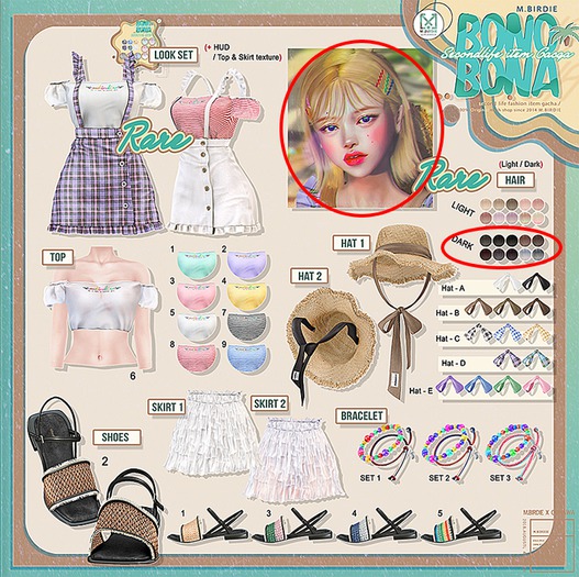 `M.BIRDIE / BonoBona look. HAIR-Dark RARE