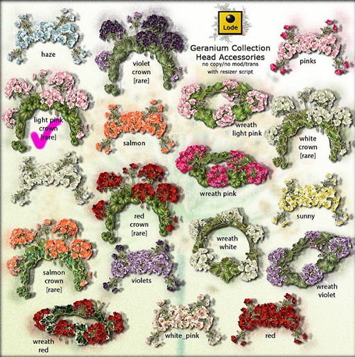 *LODE* Head Accessory - Geranium Crown [light pink] RARE