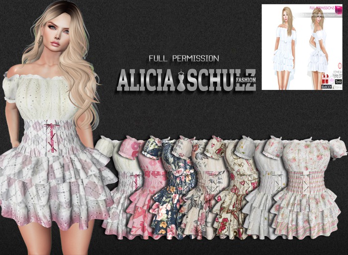 [ASFP] Meli Full Perm Off Shoulder Front Laced Peasant Dress L