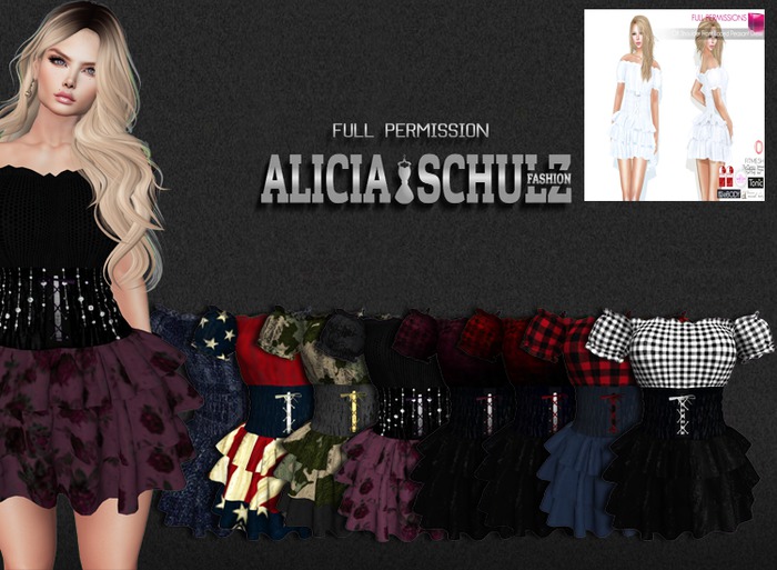 [ASFP] Meli Full Perm Off Shoulder Front Laced Peasant Dress D