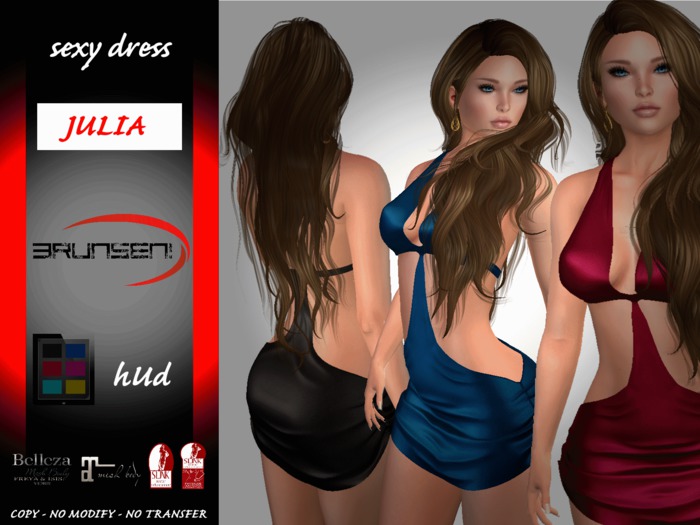 Brunsen! Julia Sexy Dress All Pack HUD Maitreya Slink Belleza