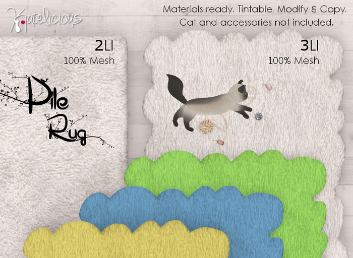 [Katelicious] Pile Rug White Rectangle (Tintable)