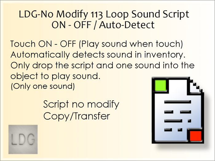 LDG-No Modify 113 Loop Sound Script / ON - OFF / Auto-Detect